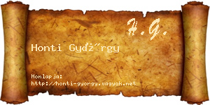 Honti György névjegykártya